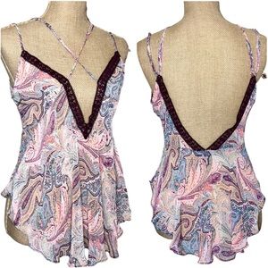 Victoria's Secret|Women’s Sheer Paisley Chiffon & Lace Baby Doll Set |Small| NWT